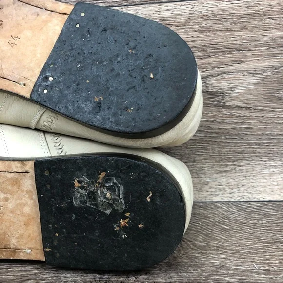 Giorgio Armani Cream Leather Almond Toe Slip On Loafers Men's 44/ US 10.5 - Picture 14 of 15